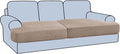 H.VERSAILTEX Stretch 2 Piece T Cushion Sofa Slipcovers Individually Sofa Cushion Covers for 2 Cushion Couch Sofa Seat Cushion Covers with Elastic Bands Featuring Thicker Jacquard Fabric, Sand