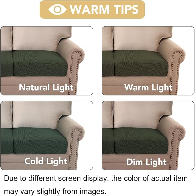 H.VERSAILTEX Super Stretch Individual Seat Cushion Covers Sofa Covers Couch Covers Slipcover Sets Thick Jacquard Textured Twill Fabric (2 Piece Medium Sofa Cushion Covers, Olive)