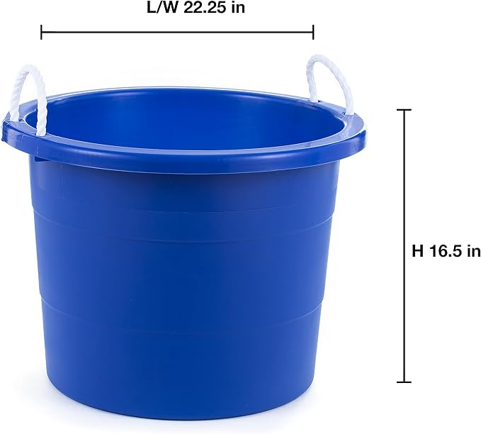 United Solutions 19 Gallon Rope Handle Tub, 2-Pack, Heavy-Duty Organization and Easy-Access Storage Tub, Multi-Purpose, Made with Rugged Plastic, Black