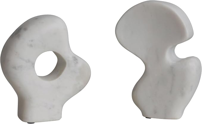 Decorative Abstract Marble Sculptures, Set of 2 Styles, White
