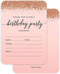 Andaz Press Blush Pink and Rose Gold Glitter Elegant Party Collection, 5x7-inch Invitations with Envelopes, Birthday Party, 24-Pack, Double Sided Printing, Heavy Card Stock, Includes Envelopes