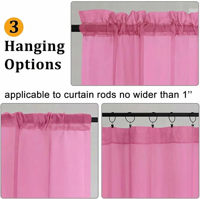 Gwine Sheer Curtains for Living Room 45 inch Length - Image 2