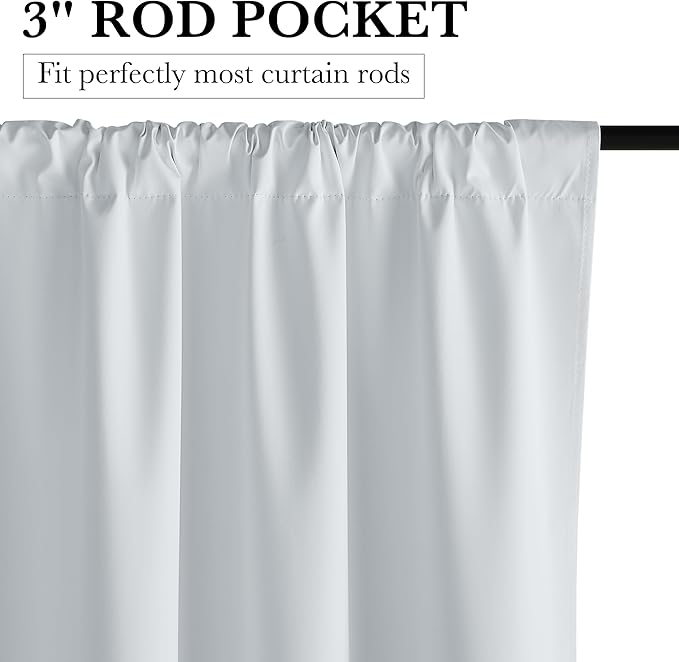 RYB HOME White 100% Blackout Curtains, Short Thermal Insulated Heat & UV Blocking Total Room Darkening Privacy Drapes for Small Window, Width 34 by Length 30, White, 2 Panels
