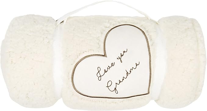 Pavilion Gift Company - Love You Grandma - 42x50 Inch Super Soft Sherpa Tassel Fringe Blanket Wrapped in A Ribbon with A Handle