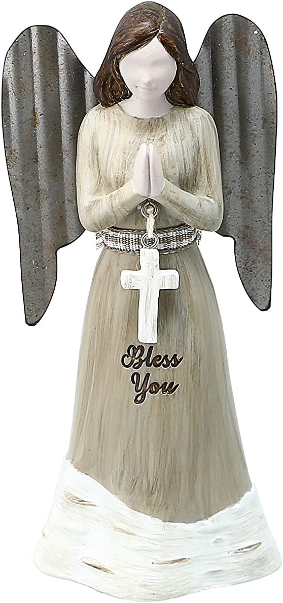 Pavilion - 4.5" Angel Ornament Figurine - Bless You - Simplistic Rustic Modern Farmhouse Statue