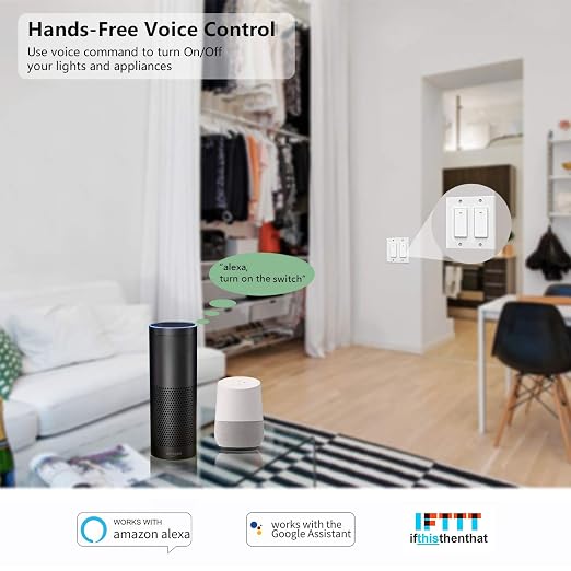 Smart Switch 2 Gang WiFi Light Switch Compatible with Alexa Google Home