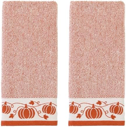 SKL Home Fall/Thanksgiving Pumpkin Vine Hand Towel Set-2pc, Spice by SKLHomebySaturdayKnightLtd