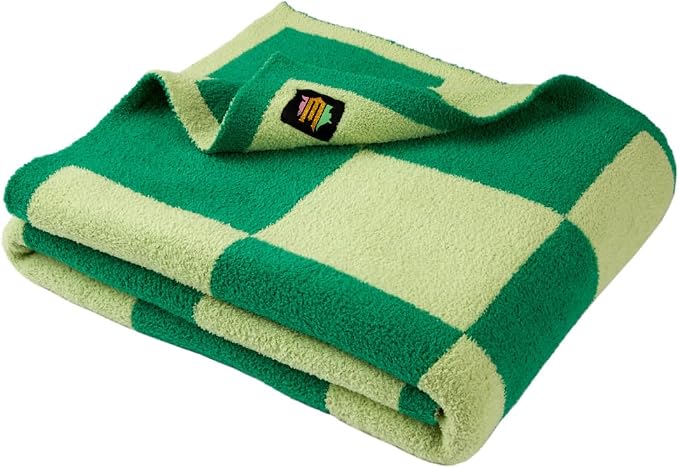 Wicked Elphaba Paul Tazewell Checkered Bedding Soft Cozy Feather Knit Intarsia Throw Blanket, 50 in x 60 in, (Officially Licensed Product) By Franco Collectibles