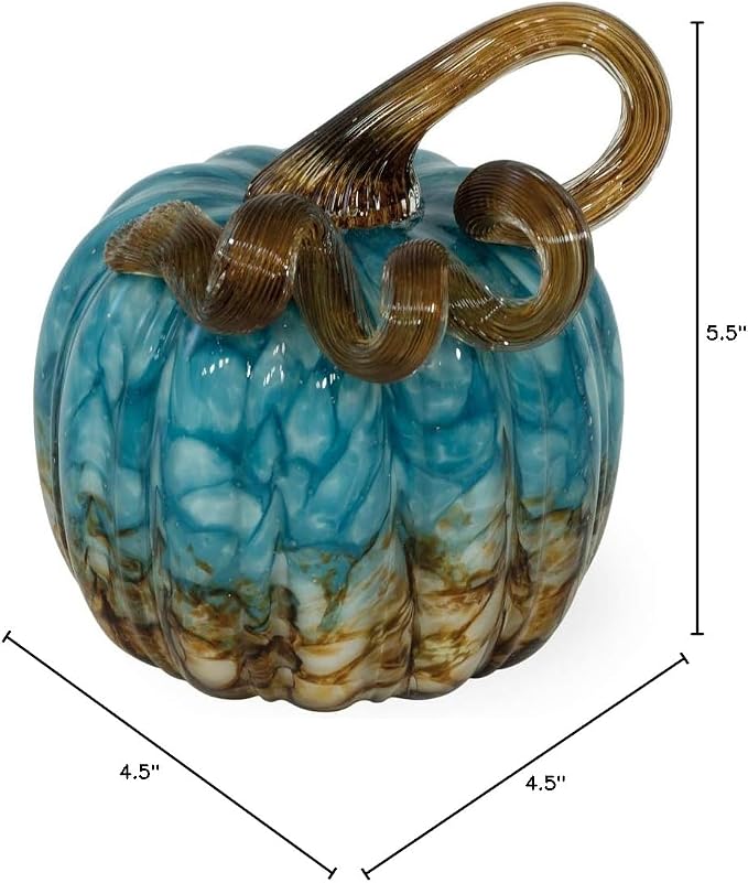 Boston International Handblown Glass Pumpkin Tabletop Décor, 4.5 x 5.5-Inches, Copper Canyon