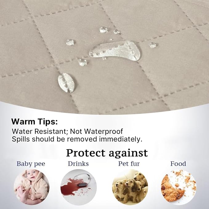 H.VERSAILTEX Loveseat Protector for Dogs/Pets Loveseat Slipcover Quilted Furniture Protector with Non Slip Elastic Strap Water Resistant Loveseats Seat Width to 46"(Loveseat, Pale Oak)