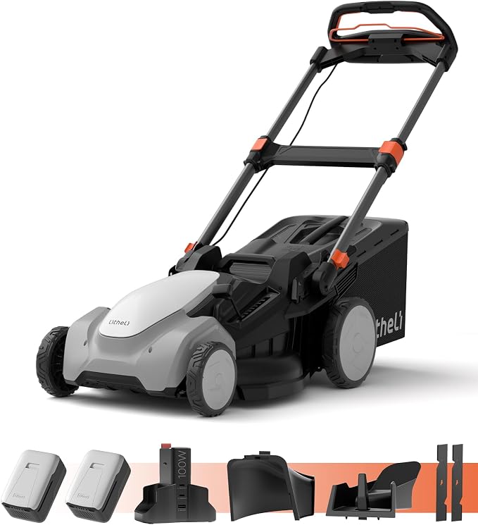 Litheli Self-Propelled Lawn Mower Cordless, 21" Battery Powred Lawn Mower, 2 x 8.0Ah