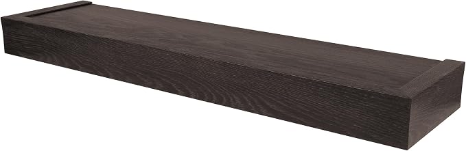 HIGH & MIGHTY Modern 24" Floating Shelf Holds up to 20 lbs, Easy Tool-Free Dry Wall Installation, Flat, Espresso | 515659