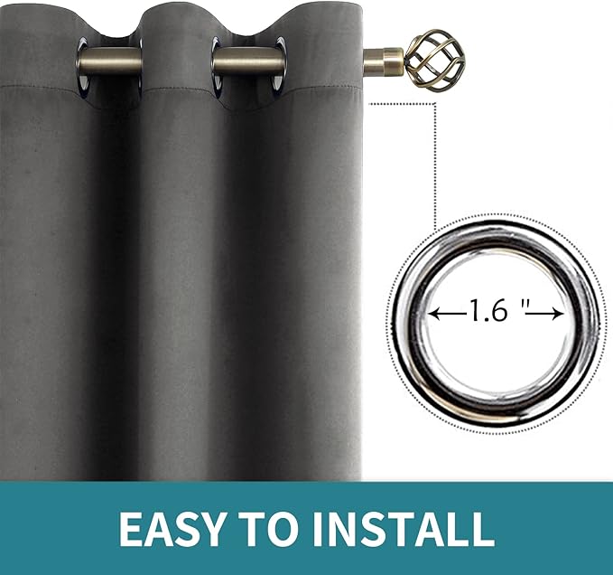 BGment Blackout Curtains for Bedroom - Grommet Thermal Insulated Room Darkening Curtains for Living Room, Set of 2 Panels (70 x 63 Inch, Dark Grey)