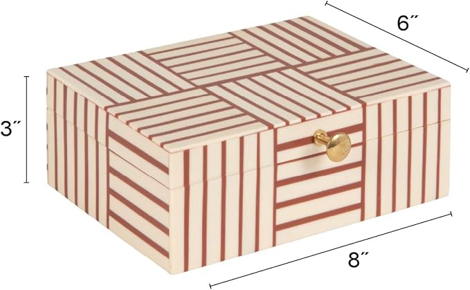 Bloomingville Terracotta & White Striped Resin Storage Box