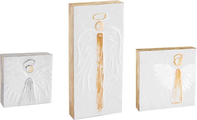 Mud Pie Angel Block Art (Tall), White