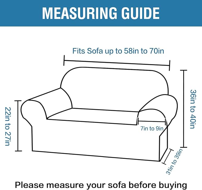 H.VERSAILTEX Couch Cover 1 Piece Stretch Sofa Covers Washable Furniture Covers Anti-Slip Soft Dogs Slipcovers Washable Upgrade Thick Jacquard Fabric with Spiral Pattern(58"-70", Grey)