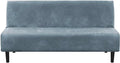 H.VERSAILTEX Real Velvet Futon Cover Armless Sofa Covers Sofa Bed Covers Stretch Futon Couch Cover Sofa Slipcover Furniture Protector Thick Soft Velvet Fabric Form Fitted Stay in Place, Stone Blue
