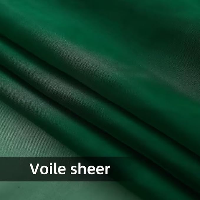 youleyar Solid Sheer Rod Pocket Curtain Voile Draperies 4 Panels White Beige Black Grey Ivory 52 Inch Width 72 Inch Long 1 Pair for Kitchen Bedroom Children Living Room Yard(Foliage Green,52 Wｘ72 L)