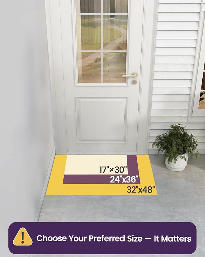 DEXI Front Door Mat Outside Entrance, 17x30 Heavy Duty Entry Doormat Dirt Trapper with Rubber Back, Non Slip Low Profile Floor Mats for Entryway Exterior Patio, Floral Black