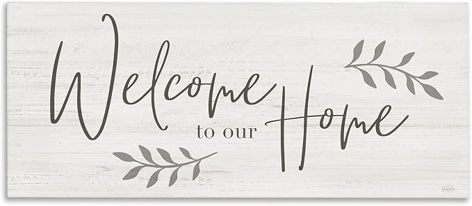 'Welcome To Our Home Country Sign'| Canvas Art | Stupell Industries | 30 x 13 Inches, Easy to Hang and Sturdy, Made in USA, by Natalie Carpentieri