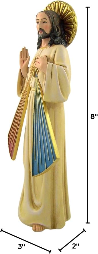 Avalon Gallery Hummel Inspired Figurines Hand Painted Carved Catholic Figurine, 8-Inch, Divine Mercy