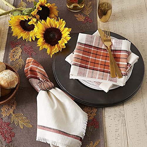 DII Thanksgiving & Fall Table Decoration Autumn Farmhouse Plaid, Napkin Set, 20x20, Pumpkin Spice Orange, 6 Count - Image 6