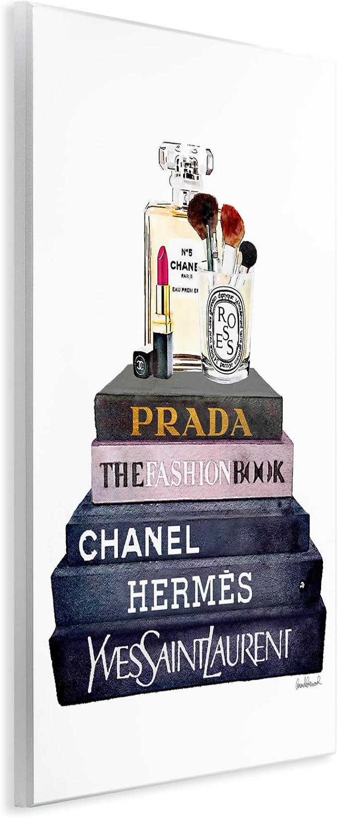 'Glam Fashion Book Set With Makeup'| Wall Plaque Art | Stupell Industries | 10 x 15 Inches, Easy to Hang and Sturdy, Made in USA, by Amanda Greenwood
