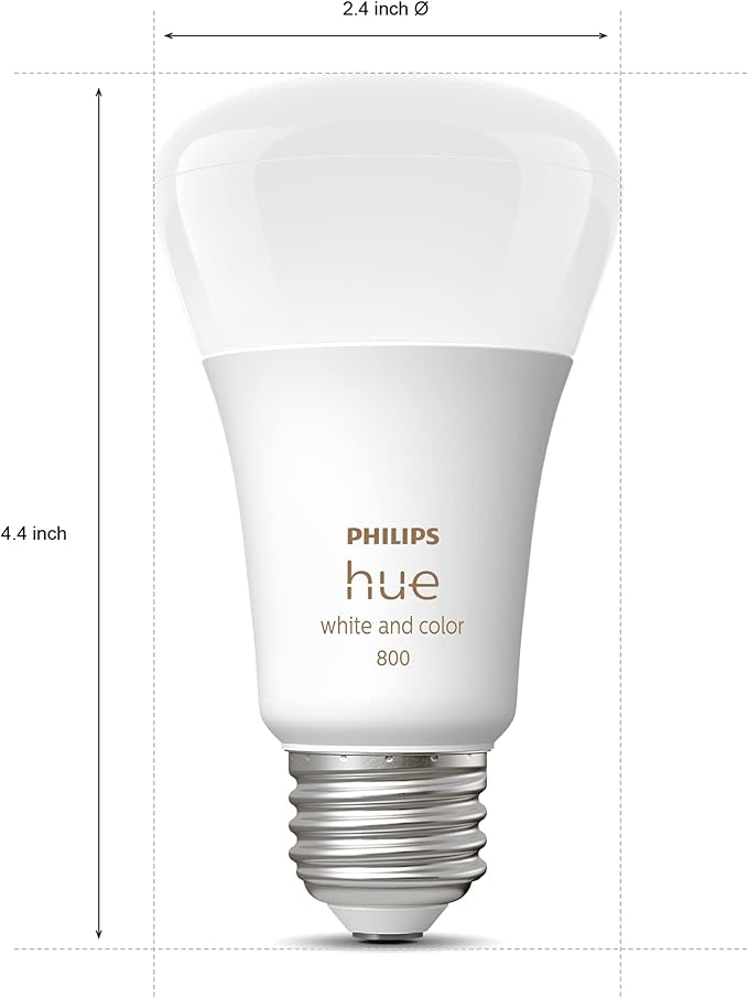 Philips Hue Smart 60W A19 LED Bulb - White and Color Ambiance Color-Changing Light - 2 Pack - 800LM - E26 - Indoor - Control with Hue App - Compatible with Alexa, Google Assistant and Apple Homekit