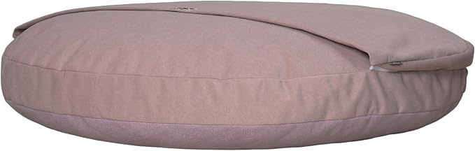 2-in-1 Human & Pet Shared Round Sofa Dog Bed with High Resilience Foam, Modern Neutral Tone Indoor Pet Furniture(Brown)