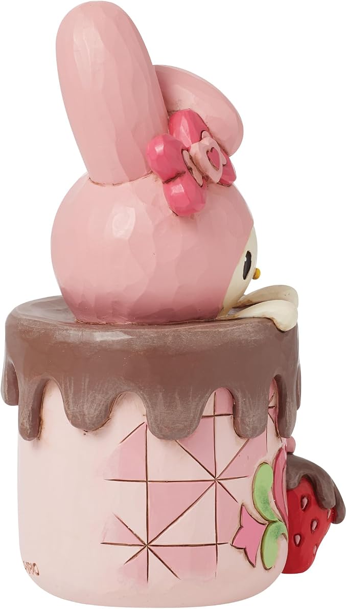 Enesco Sanrio by Jim Shore My Melody in Hot Cocoa Cup Personality Pose Figurine- Stone Resin Hand Painted Crafted Collectible Hello Kitty Figurines Home Decor Statue, 5 Inch