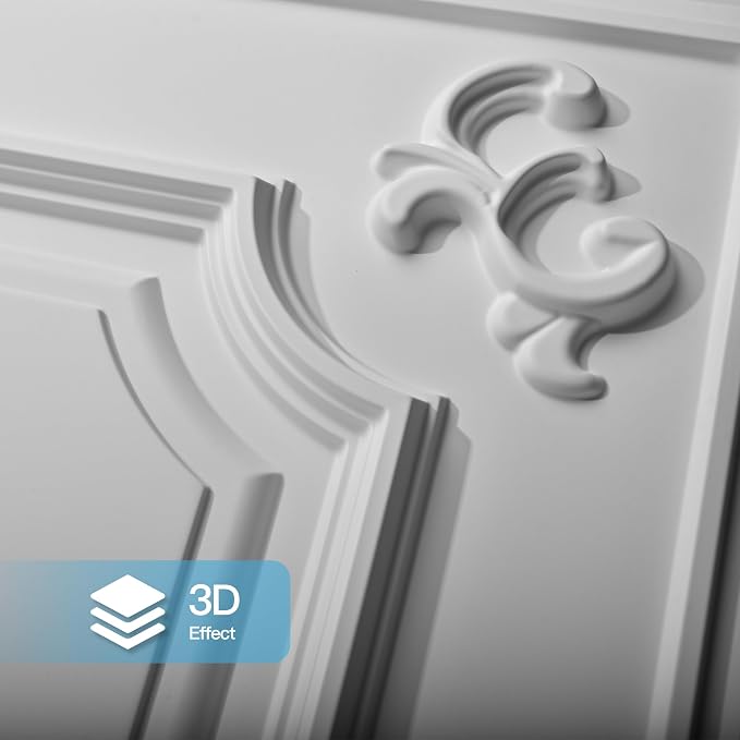 Art3d Drop Ceiling Tiles 24x24,(12-Pack, 48 Sq.ft),Wainscoting Panels Glue Up 2x2, Cloud-White | PVC, Water Resistant, Shatterproof, Fade-Resistant, Compatible with Grid System, Versatile for Living Room, Bedroom & Office