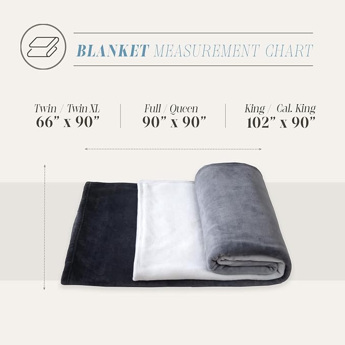Elegant Comfort Luxury Velvety Feel Blanket, All-Season Lightweight Blanket, Ultra Plush, Soft, Cozy-Fuzzy Flannel Fleece for Couch, Sofa, Bed, Travel, Ombre Design, Twin/Twin XL, Gray