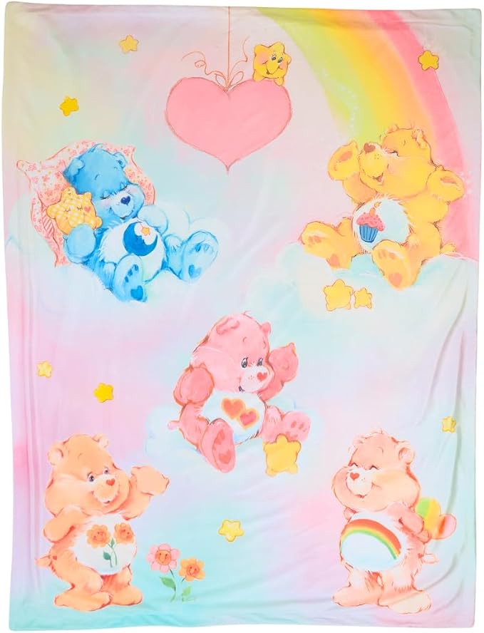 Care Bears Nostalgic Vintage Bedding Super Soft Plush Throw, 46 in x 60 in, (Officially Licensed Product) by Franco Collectibles