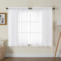 Gwine White Sheer Kitchen Curtains 36 Inch Length, Light Filtering Voile Soft by Gwine