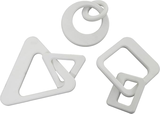 CosmoLiving by Cosmopolitan Wood Chain Decorative Sculpture Home Decor Statues, Set of 3 Accent Figurines 10", 13", 11" W, White