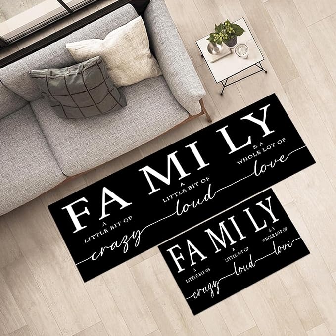 GUBIYU Farmhouse Kitchen Rugs and Mat Black Area Rugs for Living Room Dining Room Washable Rug for Bedroom Non Slip Backing Non Shedding Inspirational A Little Bit of Crazy Rugs for Home Office Decor