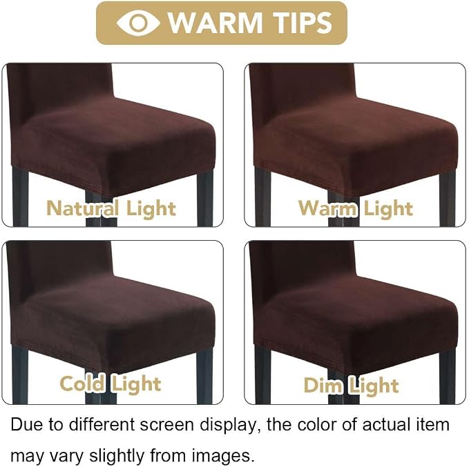 H.VERSAILTEX Velvet Dining Chair Covers Stretch Chair Covers for Dining Room Set of 4 Parson Chair Slipcovers Chair Protectors Covers Dining, Soft Thick Solid Velvet Fabric Washable, Brown