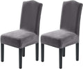 H.VERSAILTEX Velvet Dining Chair Covers Stretch Chair Covers for Dining Room Set of 2 Parson Chair Slipcovers Chair Protectors Covers Dining, Soft Thick Solid Velvet Fabric Washable,Grey