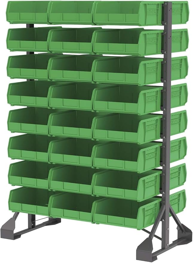 Akro-Mils 30235 AkroBins Plastic Storage Bins, 11"x11"x5", Green, 6-Pack | Space-Saving Stackable Bins for Garage, Pantry, Craft Organization