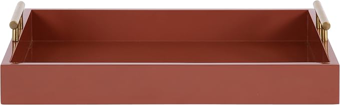 Kate and Laurel Lipton Decorative Modern Rectangular Tray, 16.5 x 12.25, Red and Gold, Chic Serving Tray for Storage, Organization, and Display