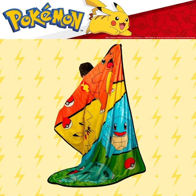 Pokemon Anime Kids Bedding Soft Plush Sherpa Blanket Throw, 50 in x 60 in, (Officially Licensed Product) by Franco
