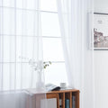 SpaceDresser Basic Rod Pocket Sheer Voile Window Curtain Liners White 2 Panels 42 Width 63 Inch Long for Kitchen Bedroom Children Living Room Yard（White，42Wx 63L）