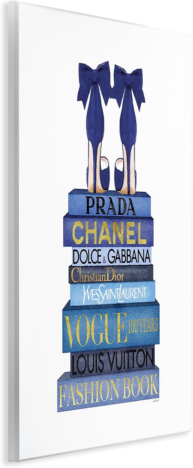 Stupell Industries 'Blue Bow Heels on Bookstack'| Wall Plaque Art | Stupell Industries | 13 x 19 Inches, Easy to Hang and Sturdy, Made in USA, by Amanda Greenwood