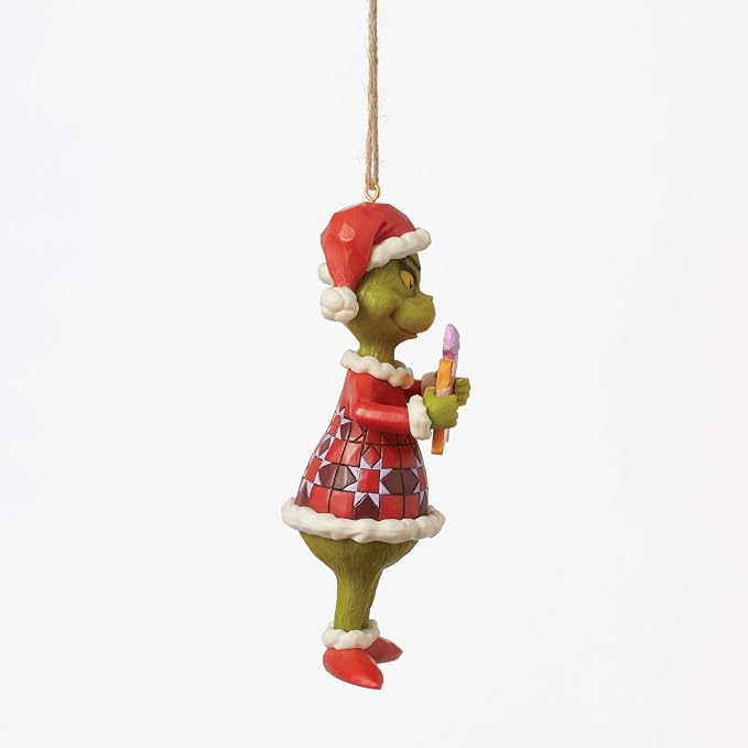 Enesco Dr. Seuss Grinch by Jim Shore Merry Whatever Sign Santa Grinch Hanging Ornament, Hand Crafted, Hand Painted Collectible Christmas Tree Ornaments Home Decor Collection Gift, 5 Inch, Multicolor