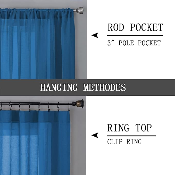 Tollpiz Short Sheer Curtain Linen Textured Bedroom Curtains Sheer Light - Image 5
