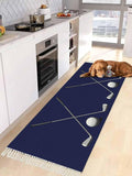 Navy Blue Kitchen Hallway Runner Rug 2X5 Ft Carpet, Washable Woven Sports Golf Ball Throw Carpet with Tassel, Non-Shedding Modern Minimalist Art Entryway Laundry Rugs