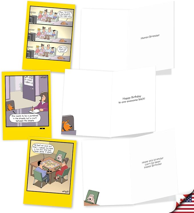 NobleWorks 20 Assorted Box Set Funny Birthday Greeting Cards w/5 x 7 Inch Envelopes (10 Designs, 2 Each) Bday Bad Dogs AC11104BDG-B2x10