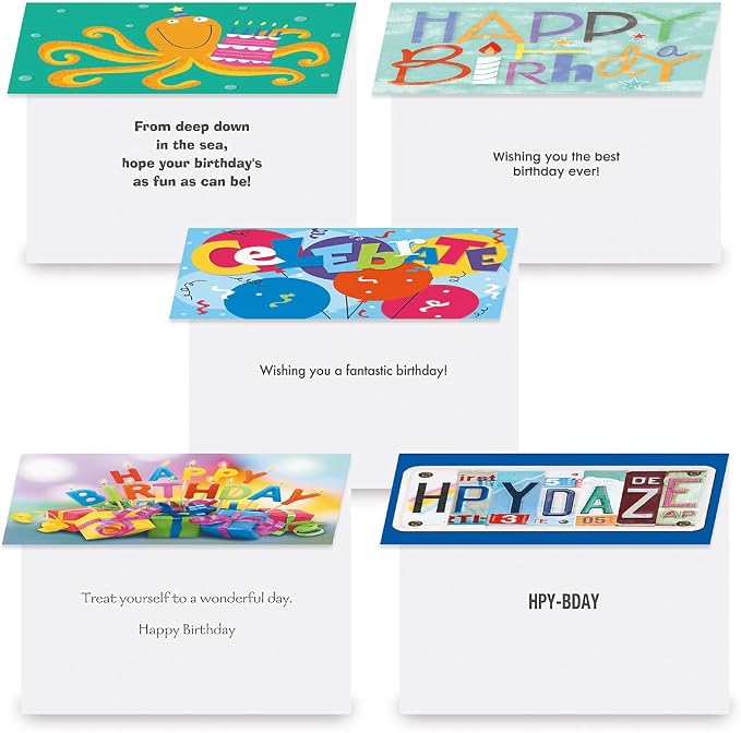 Current Birthday Greeting Cards Value Pack | Mega Happy Birthday, 36 Count, 18 Designs 5" x 7" Folded, Envelopes Included