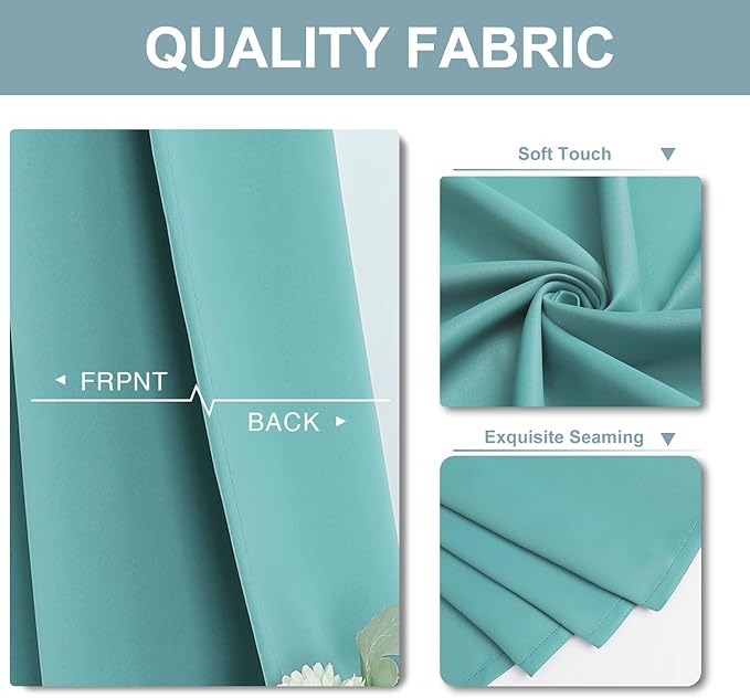 ChrisDowa Blackout Curtains 72 inches Long for Bedroom - 2 Panels Set Grommet Thermal Insulated Room Darkening Curtains for Living Room (Aqua, 42 x 72 Inch)