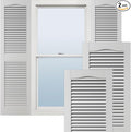 Ekena Millwork Lifetime Vinyl LL1S12X02500WH Standard Cathedral Top Center Mullion, Open Louver Vinyl Shutters, w/Installation Shutter-Lok's & Matching Screws (Per Pair), 12"W x 25"H, White
